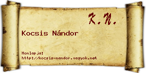 Kocsis Nándor névjegykártya